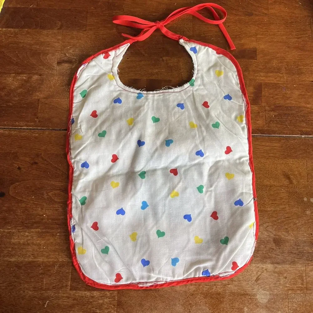 Paddington Bear Baby Bibs Quilted Tie Closure Lot Handmade 2 Unfinished Neckline